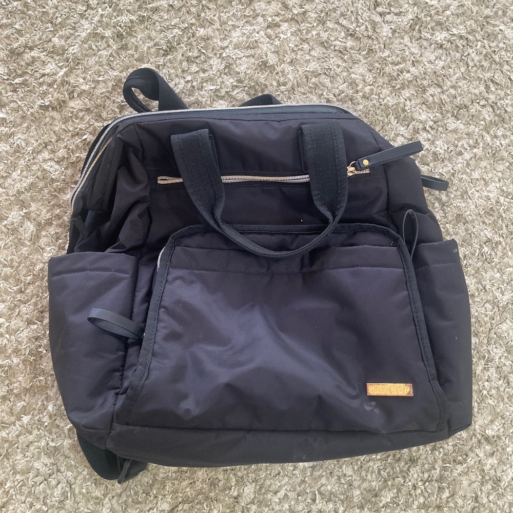 Skiphop open wide mainframe black diaper bag